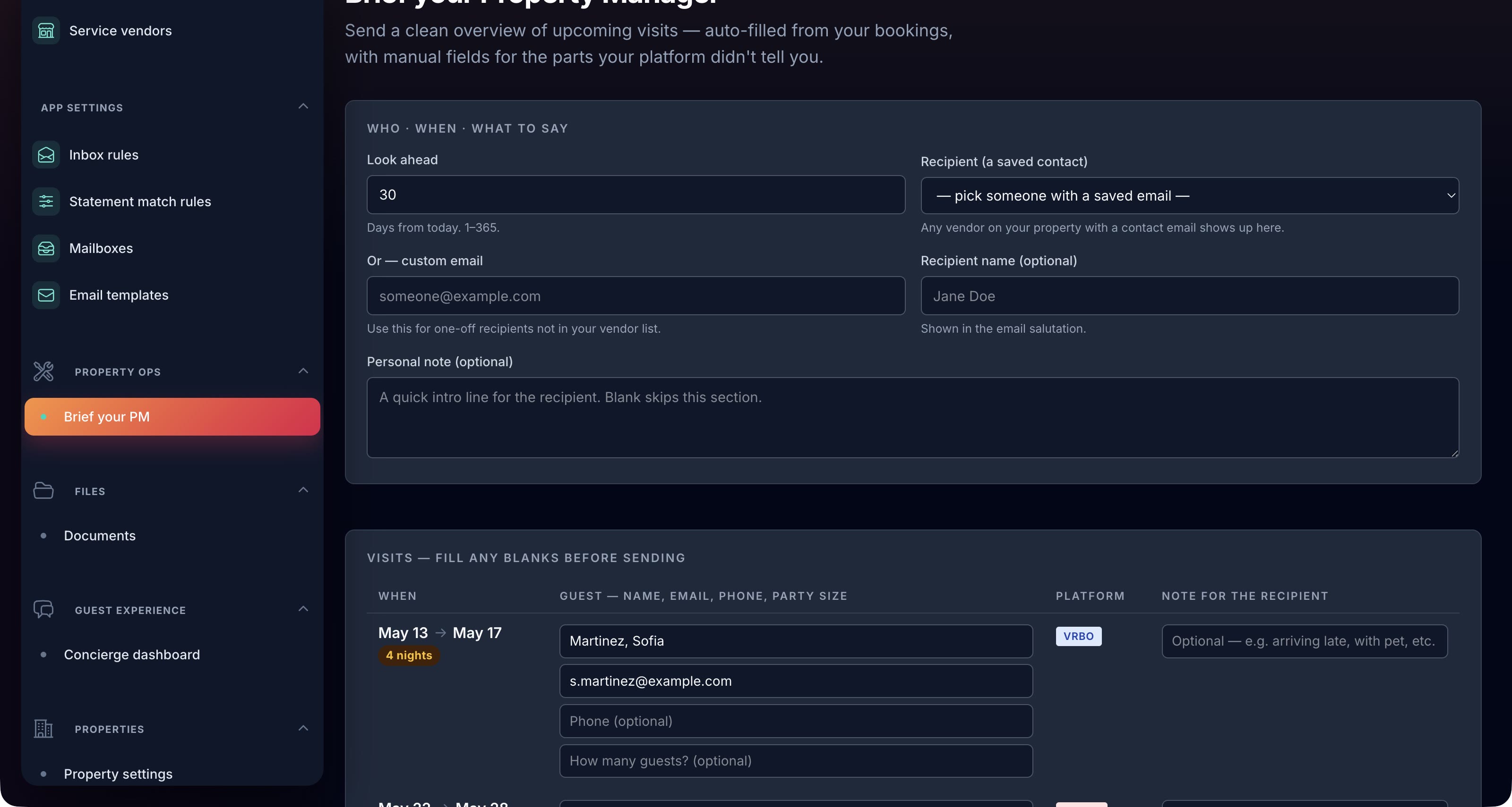 PM briefing composer page