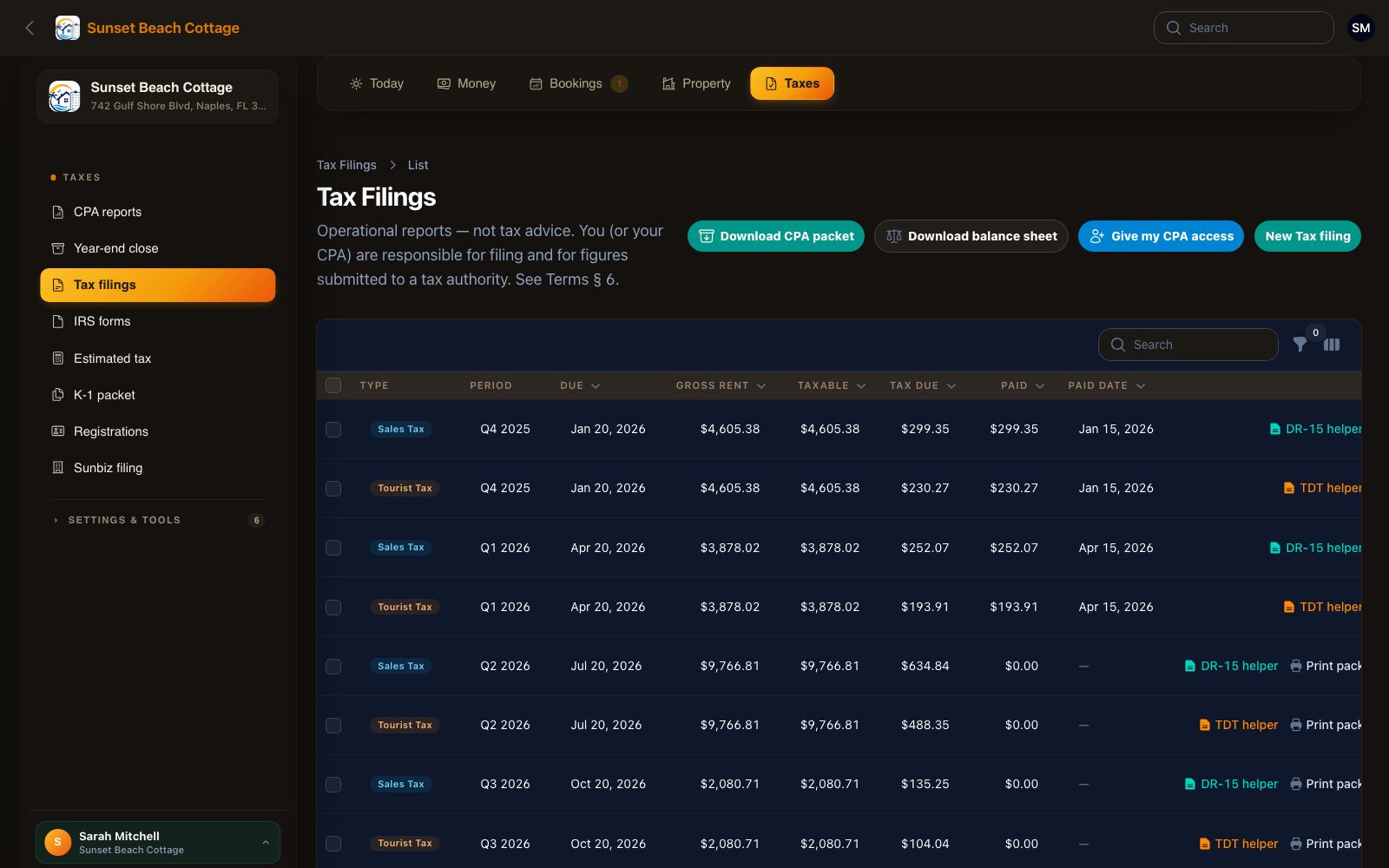 Tax filings